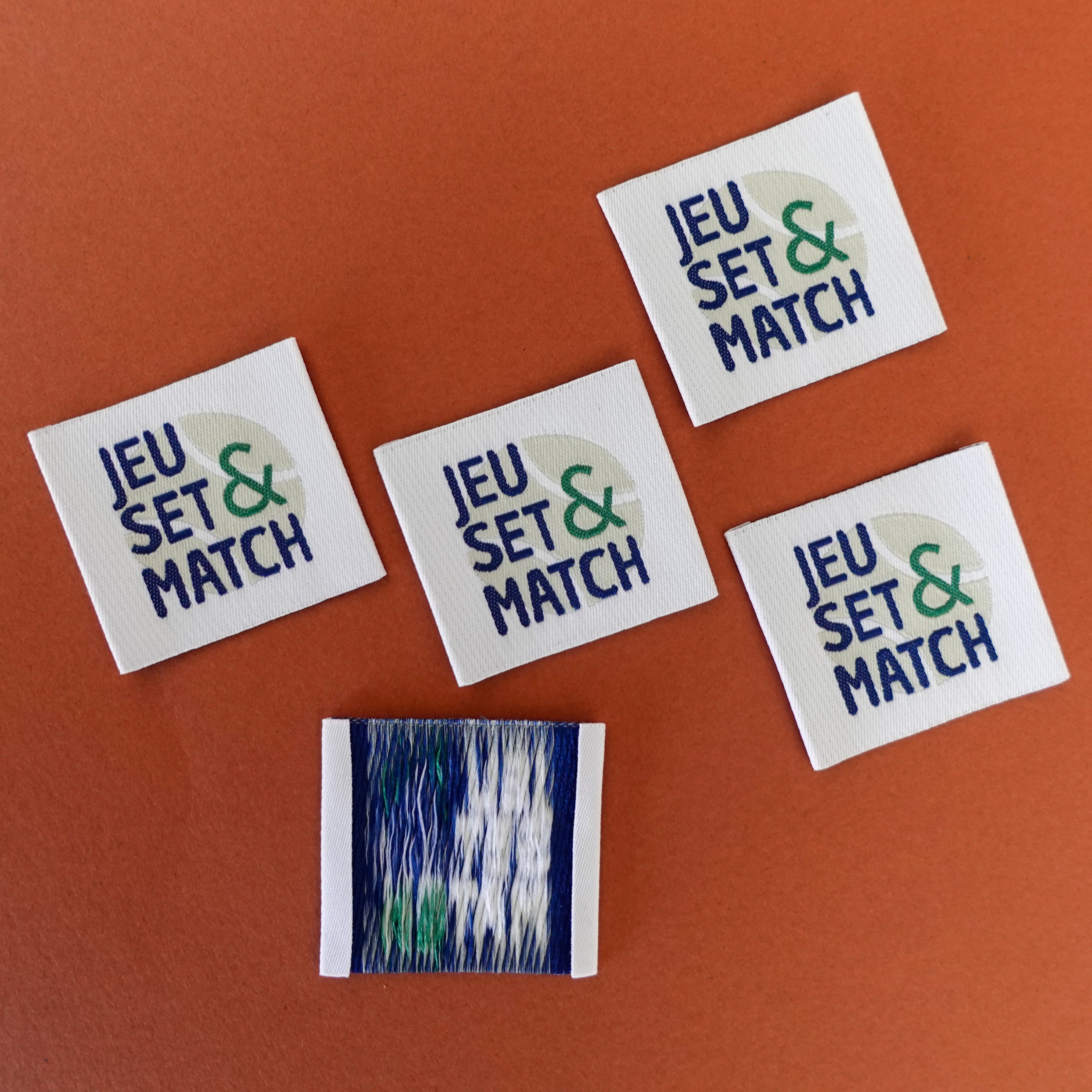 Etiquettes tissées  - Jeu Set & Match (lot de 5)