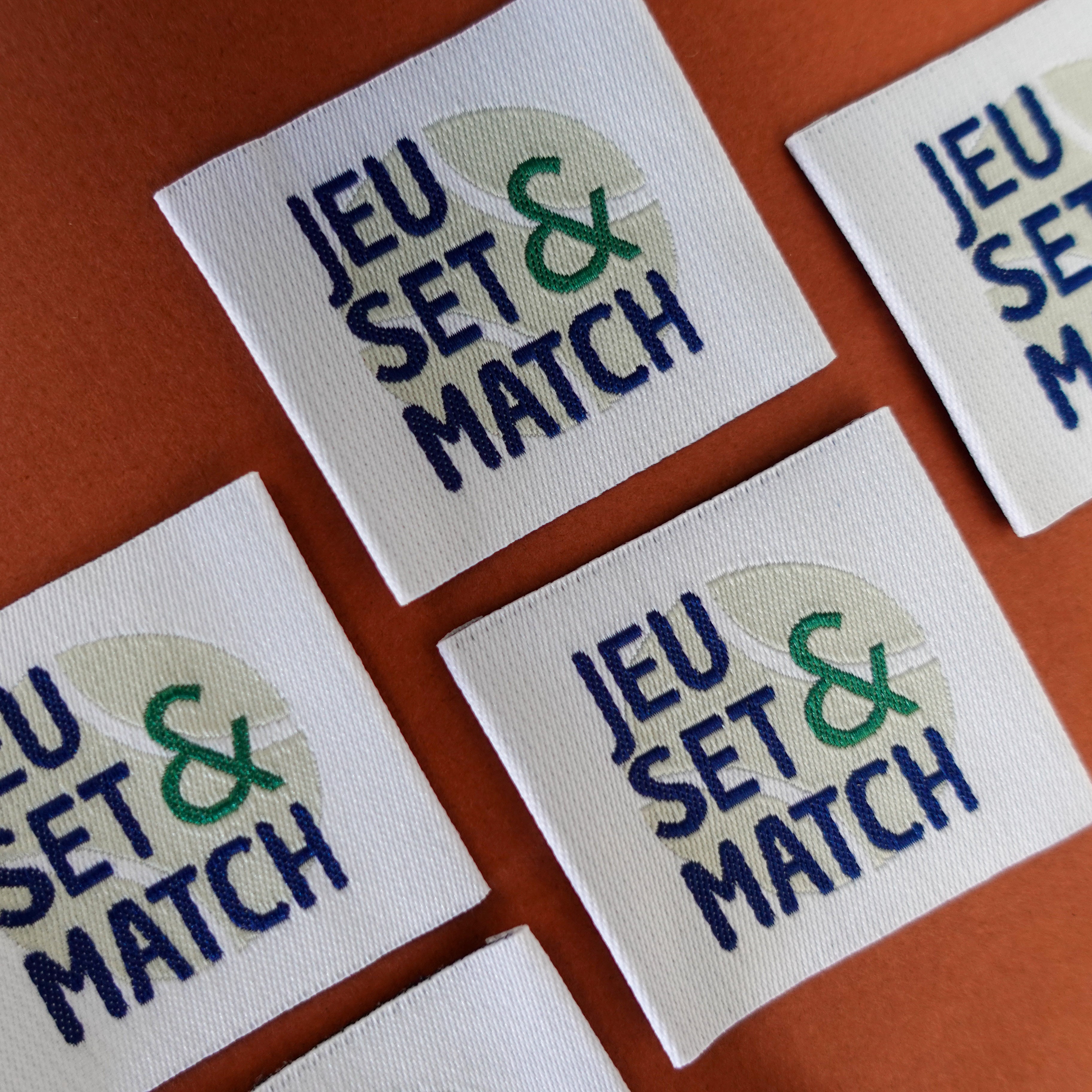 Etiquettes tissées  - Jeu Set & Match (lot de 5)