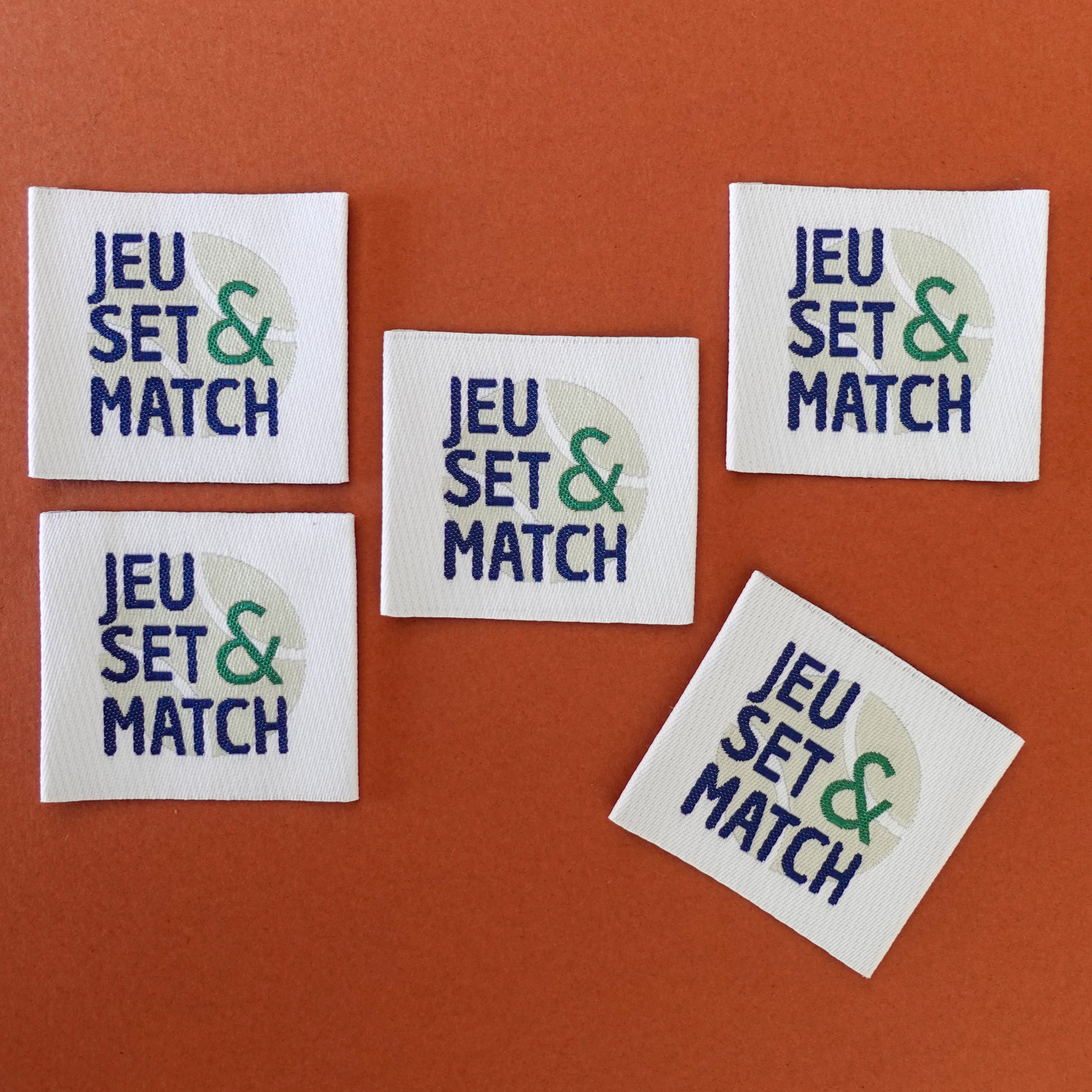Etiquettes tissées  - Jeu Set & Match (lot de 5)