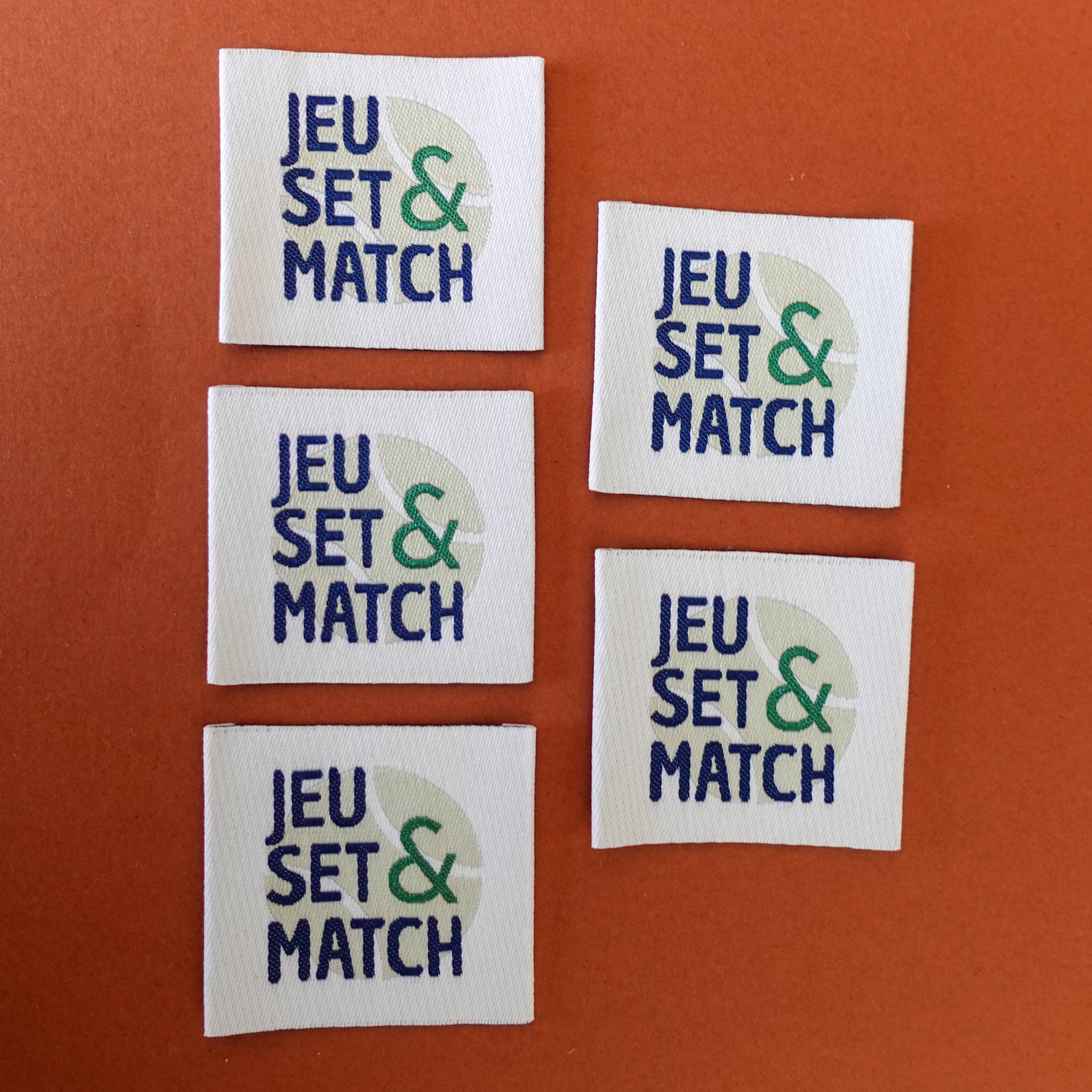 Etiquettes tissées  - Jeu Set & Match (lot de 5)
