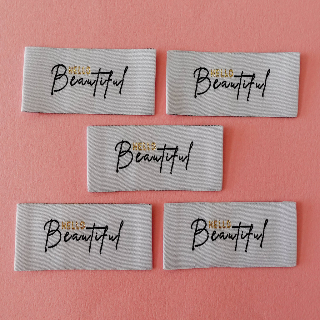 Etiquettes tissées  - Hello Beautiful (lot de 5)