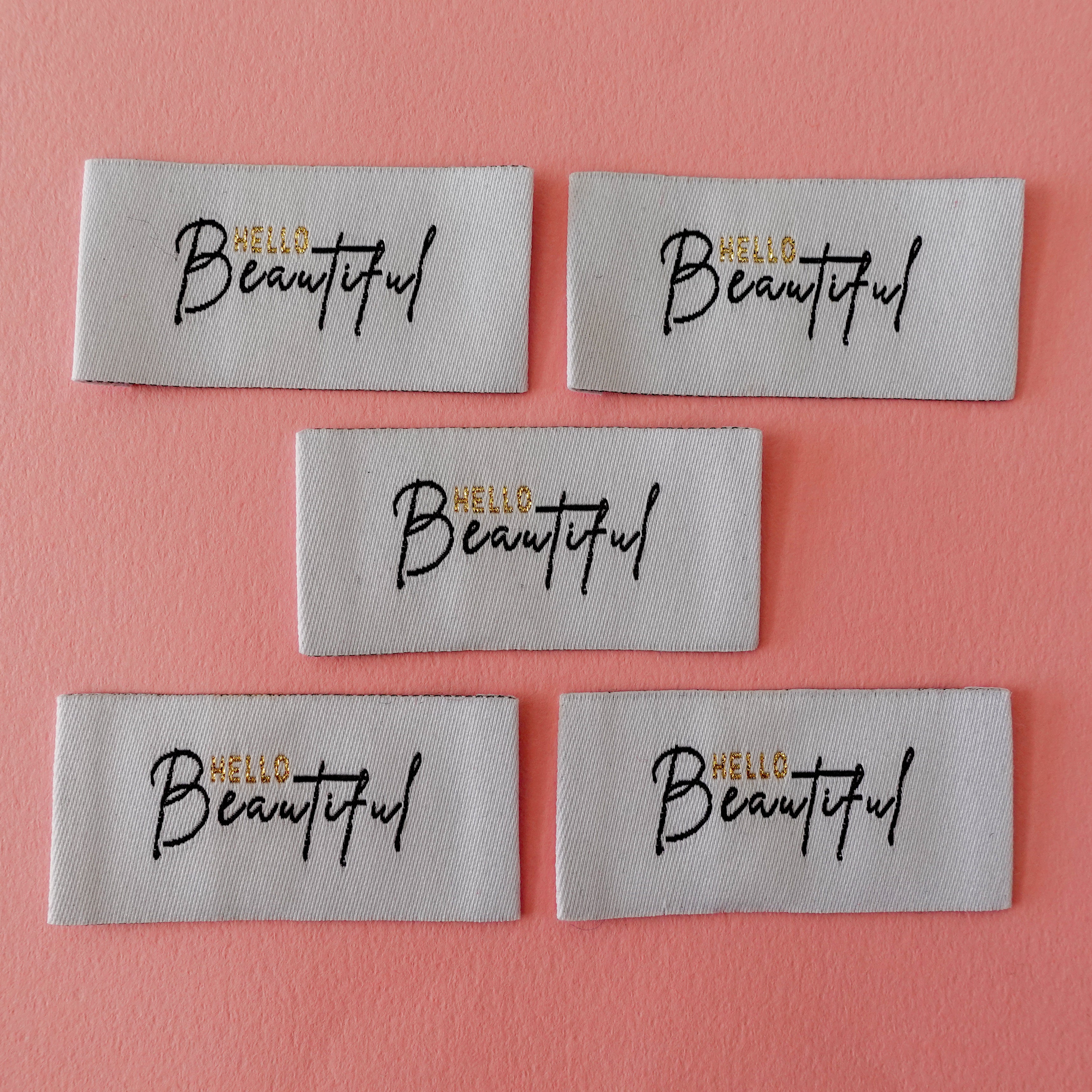 Etiquettes tissées  - Hello Beautiful (lot de 5)