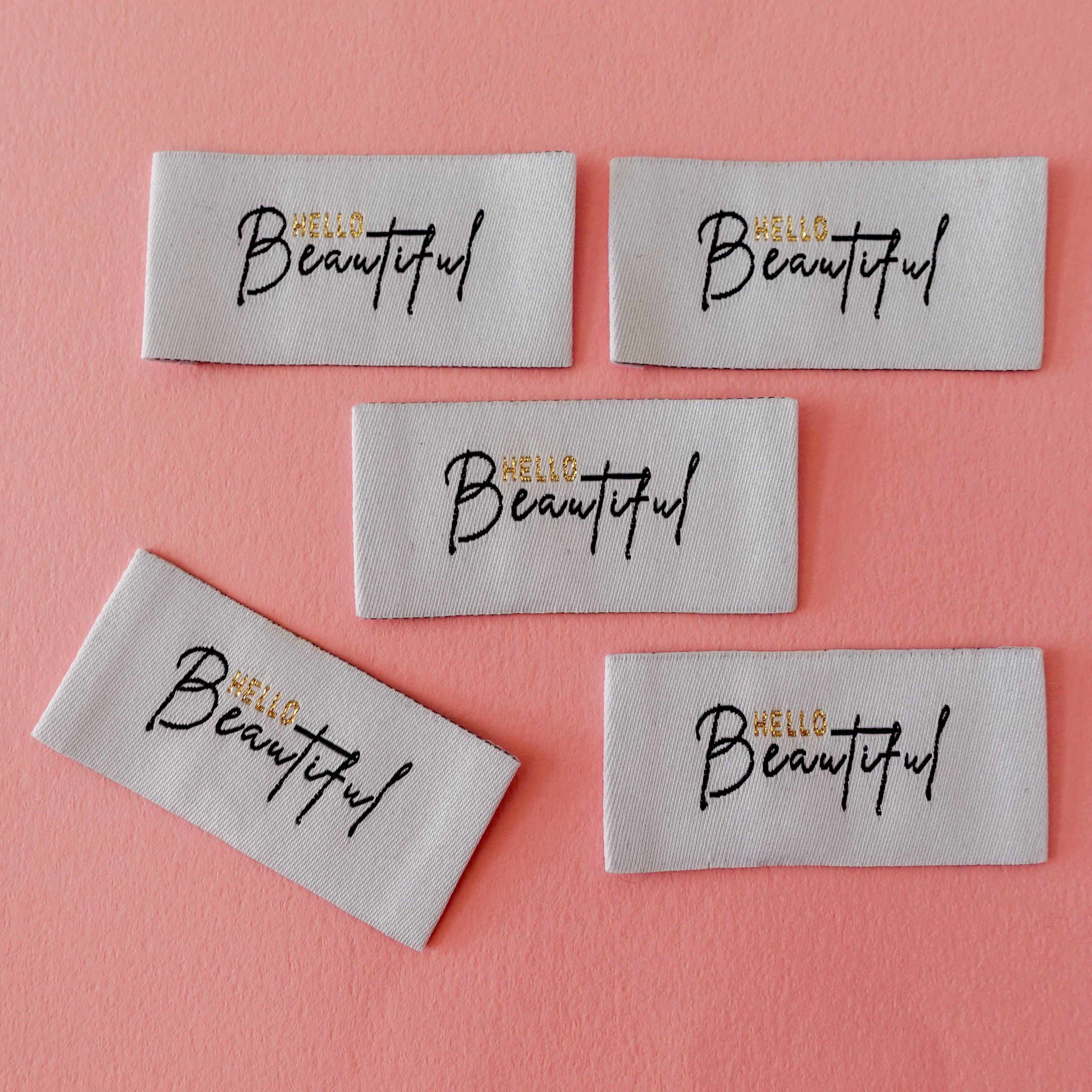 Etiquettes tissées  - Hello Beautiful (lot de 5)