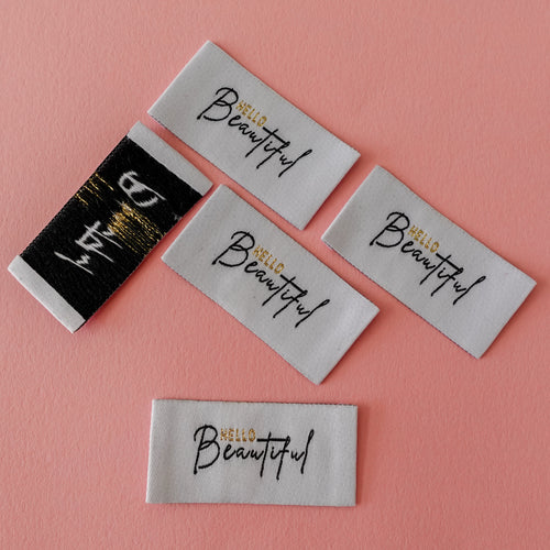 Etiquettes tissées  - Hello Beautiful (lot de 5)