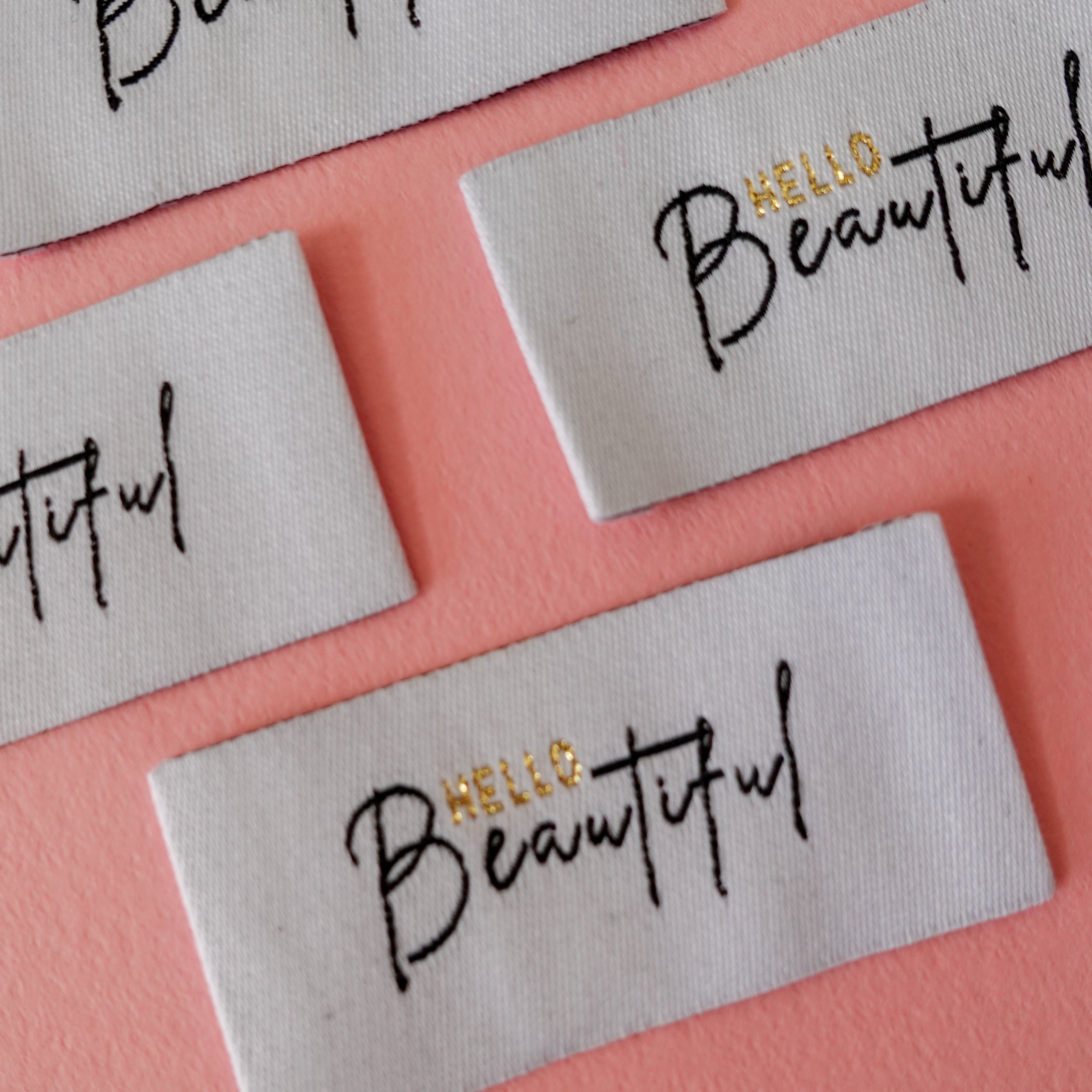 Etiquettes tissées  - Hello Beautiful (lot de 5)